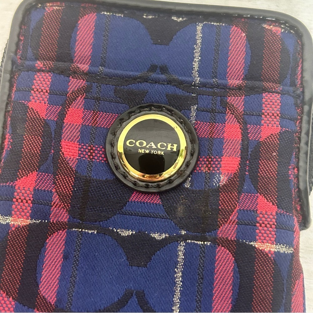 Coach Red and Blue Plaid Wallet - Picture 8 of 12